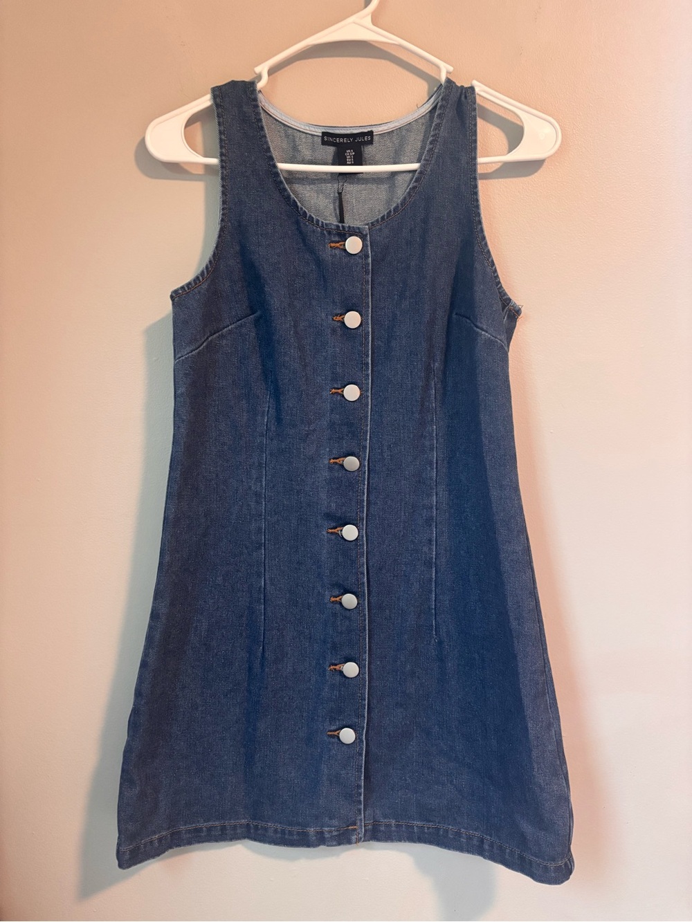 Sincerly Jules Blue Denim Button-Front A-Line Dress